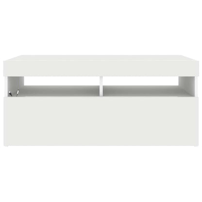 TV Cabinet with LED Lights White 90x35x40 cm