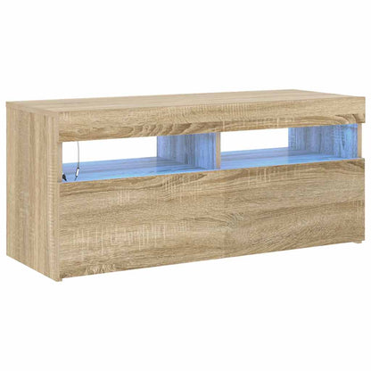 TV Cabinet with LED Lights Sonoma Oak 90x35x40 cm