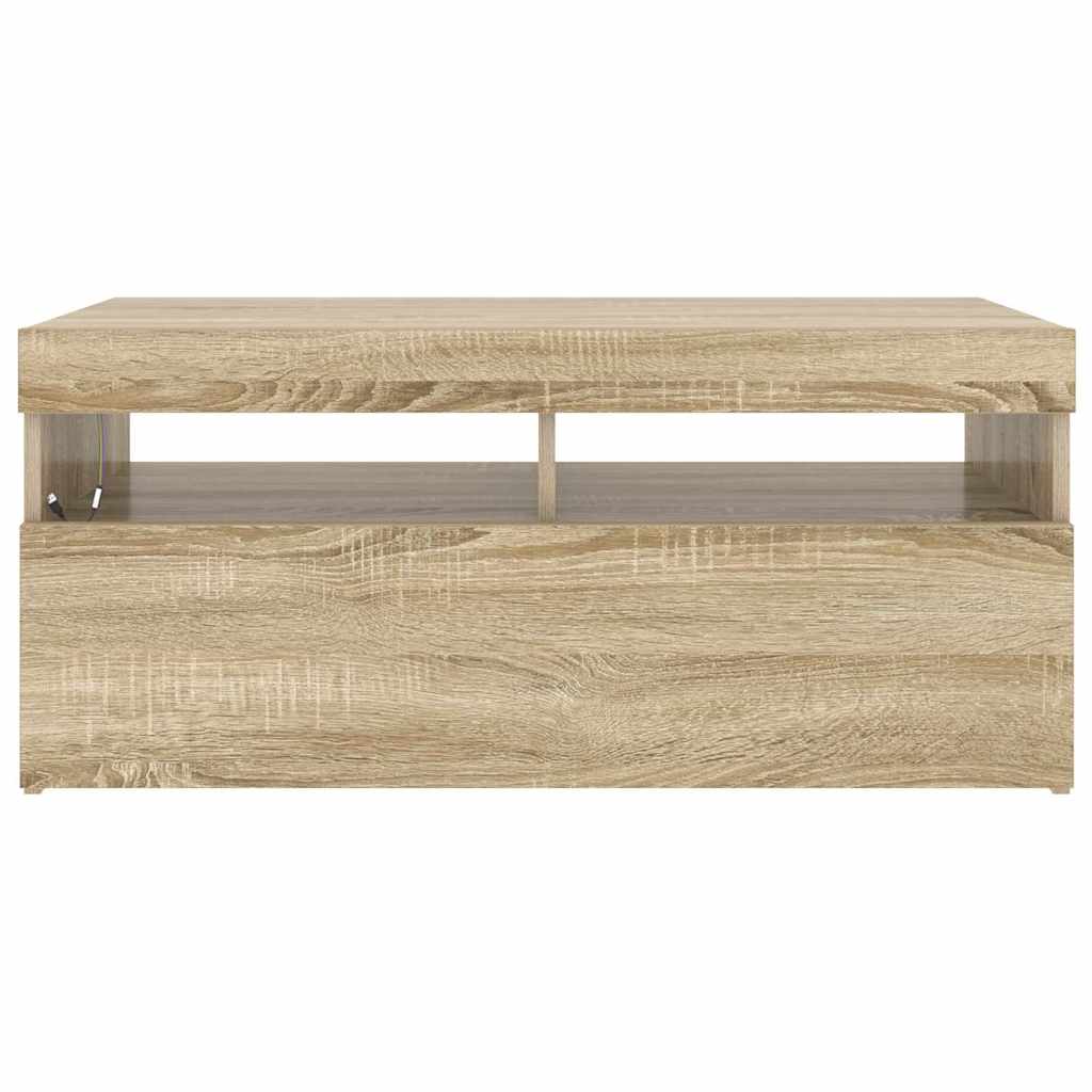 TV Cabinet with LED Lights Sonoma Oak 90x35x40 cm