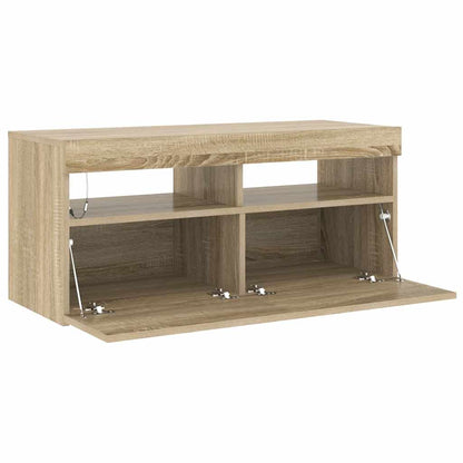 TV Cabinet with LED Lights Sonoma Oak 90x35x40 cm