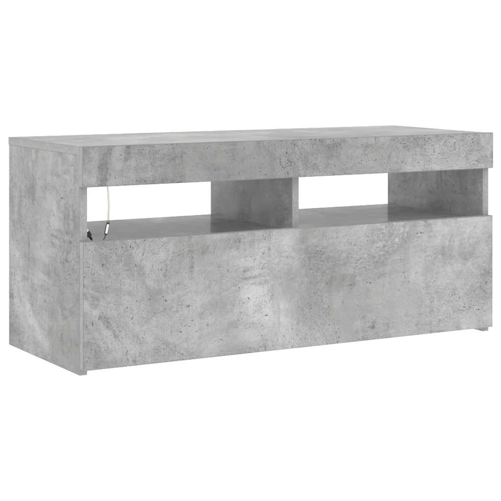 TV Cabinet with LED Lights Concrete Grey 90x35x40 cm