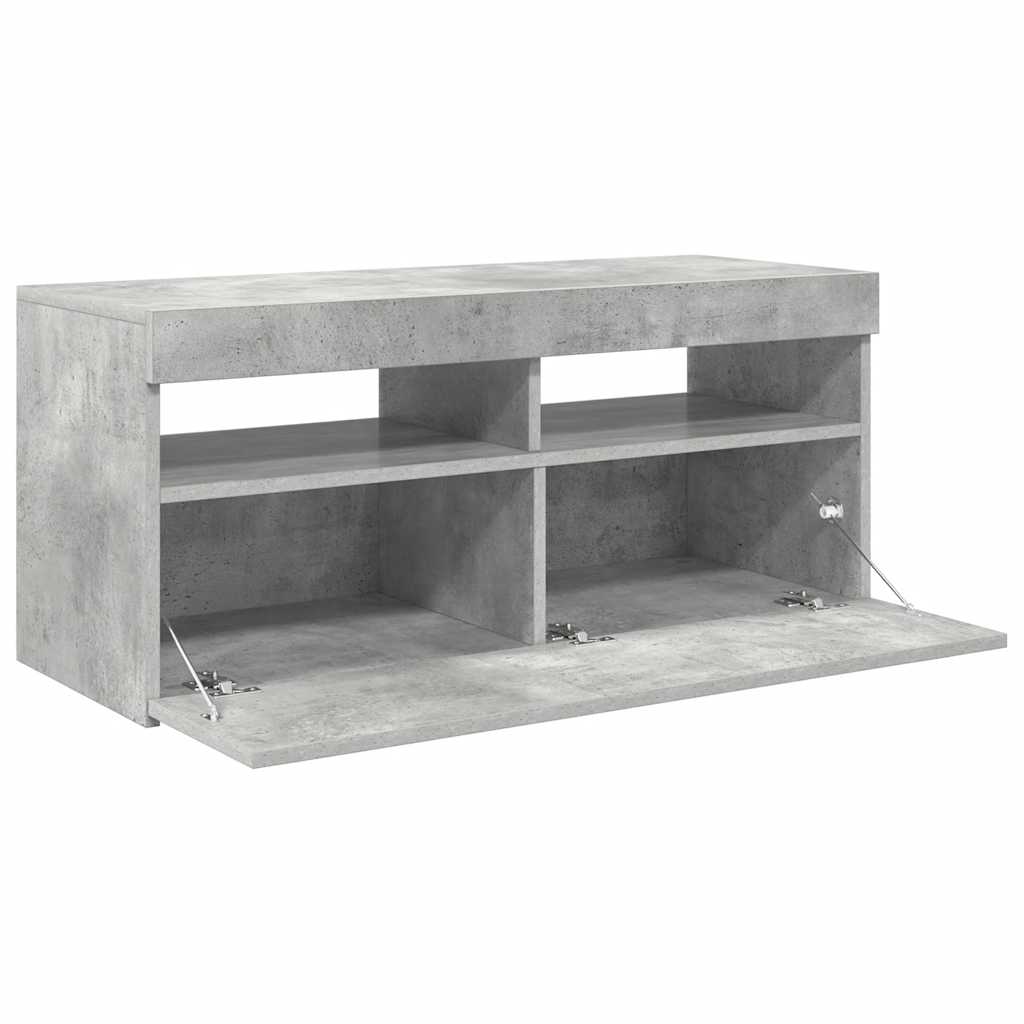TV Cabinet with LED Lights Concrete Grey 90x35x40 cm