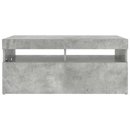 804386 vidaXL TV Cabinet with LED Lights Concrete Grey 90x35x40 cm