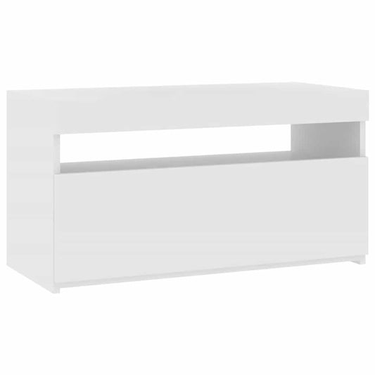 804391 vidaXL TV Cabinet with LED Lights White 75x35x40 cm