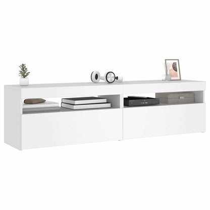804392 vidaXL 2 Piece TV Cabinet Set with LED Lights White 75x35x40 cm