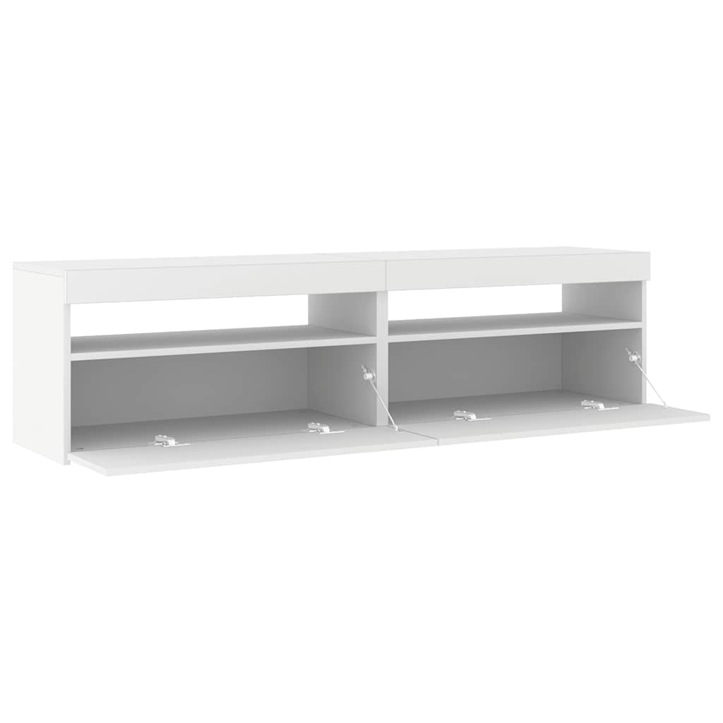 TV Cabinets 2 pcs with LED Lights White 75x35x40 cm