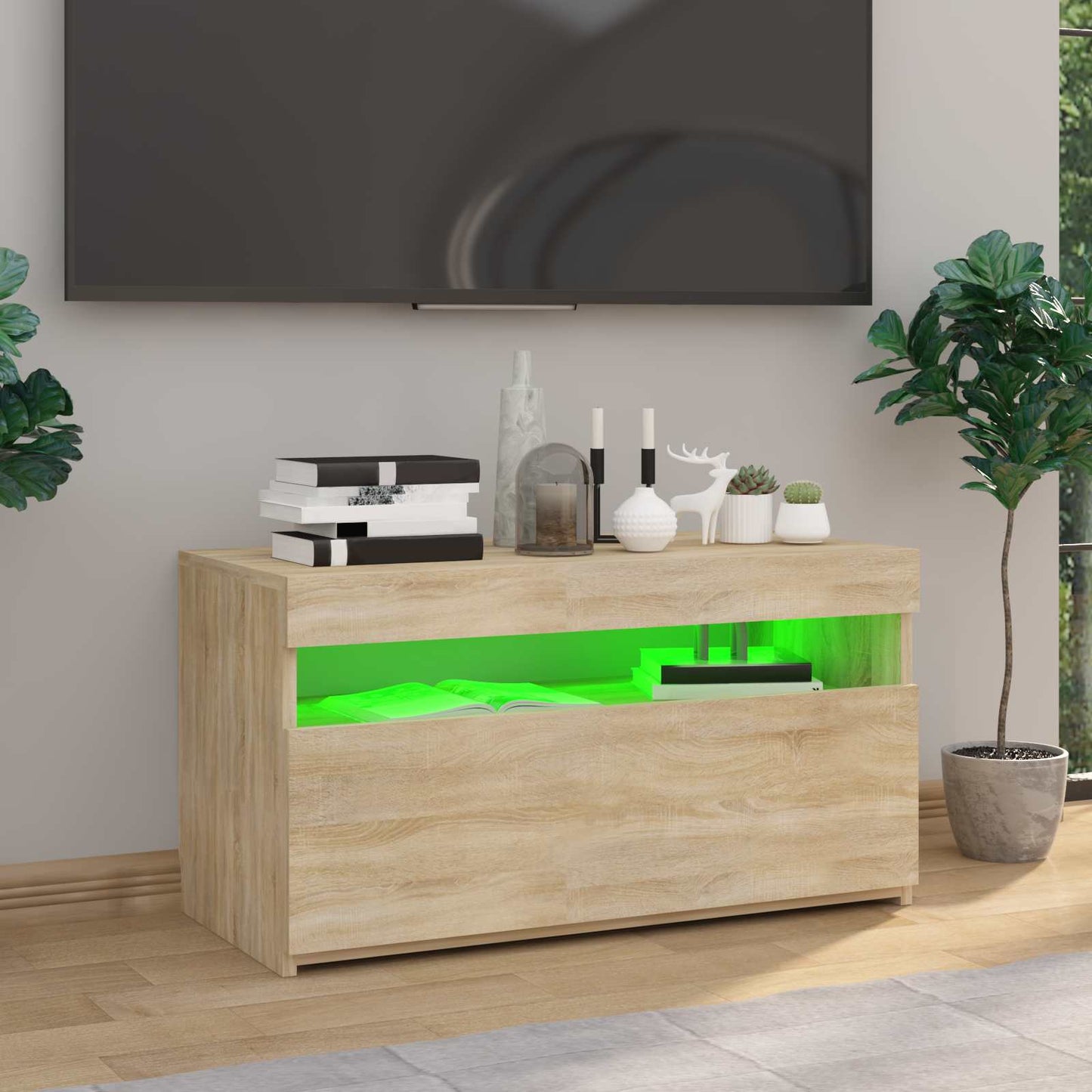 TV Cabinet with LED Lights Sonoma Oak 75x35x40 cm