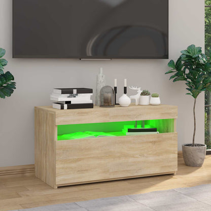 TV Cabinet with LED Lights Sonoma Oak 75x35x40 cm