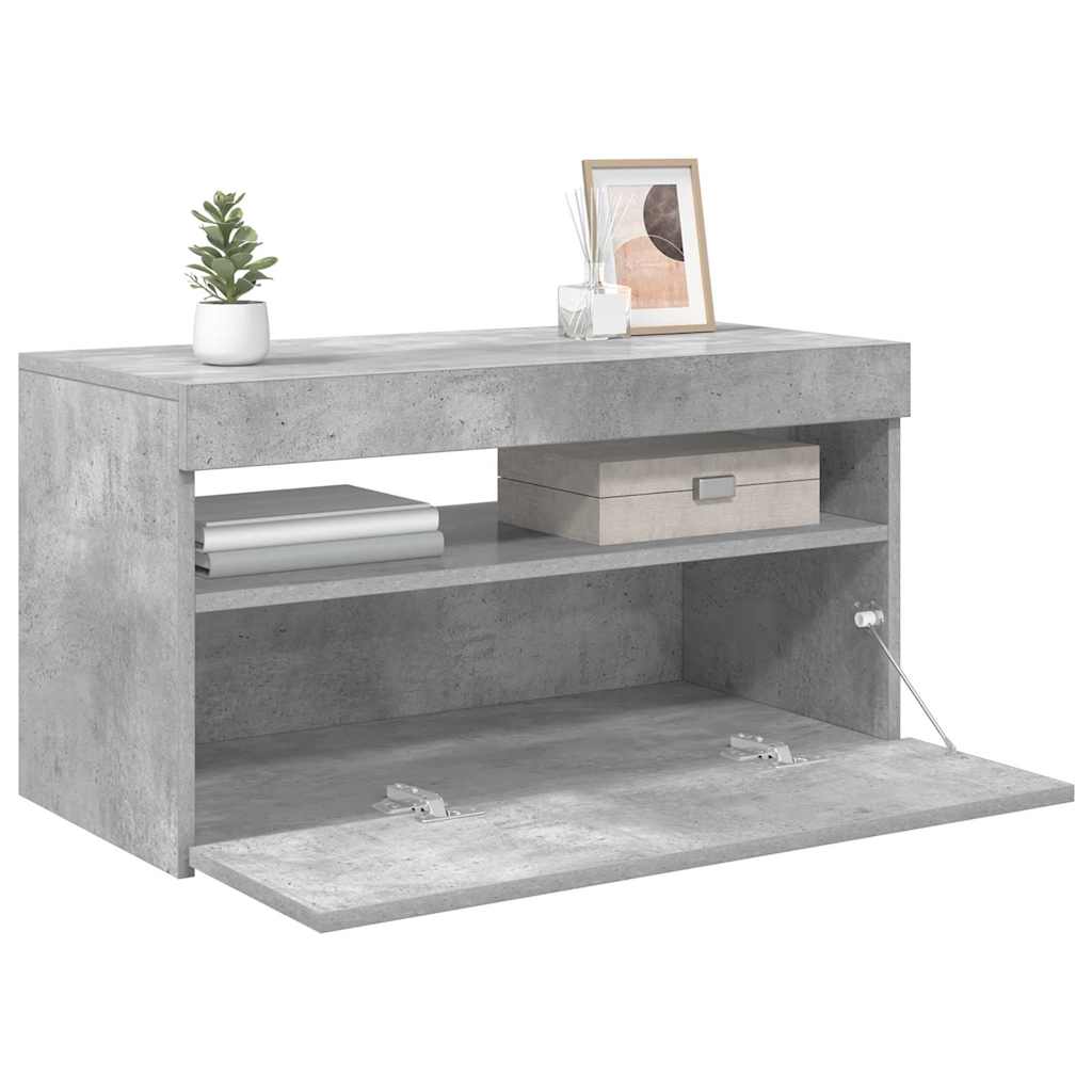 TV Cabinet with LED Lights Concrete Grey 75x35x40 cm