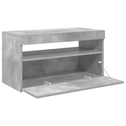 TV Cabinet with LED Lights Concrete Grey 75x35x40 cm