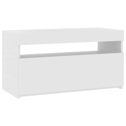 TV Cabinet with LED Lights High Gloss White 75x35x40 cm
