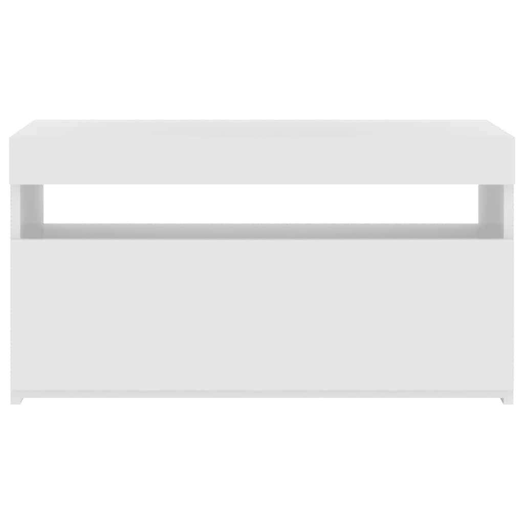 TV Cabinet with LED Lights High Gloss White 75x35x40 cm