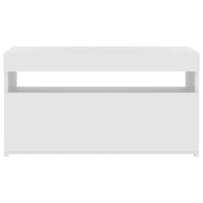 TV Cabinet with LED Lights High Gloss White 75x35x40 cm