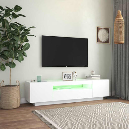 804427 vidaXL TV Cabinet with LED Lights White 160x35x40 cm