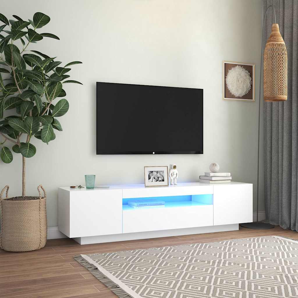 804427 vidaXL TV Cabinet with LED Lights White 160x35x40 cm
