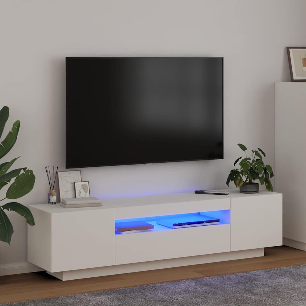804427 vidaXL TV Cabinet with LED Lights White 160x35x40 cm