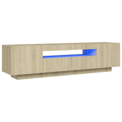 804430 vidaXL TV Cabinet with LED Lights Sonoma Oak 160x35x40 cm
