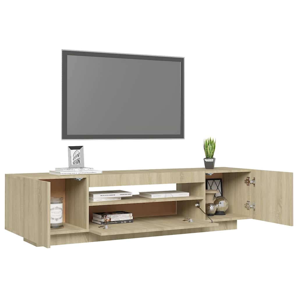 804430 vidaXL TV Cabinet with LED Lights Sonoma Oak 160x35x40 cm