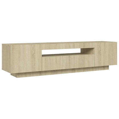 804430 vidaXL TV Cabinet with LED Lights Sonoma Oak 160x35x40 cm