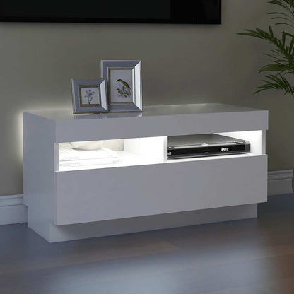TV Cabinet with LED Lights White 80x35x40 cm