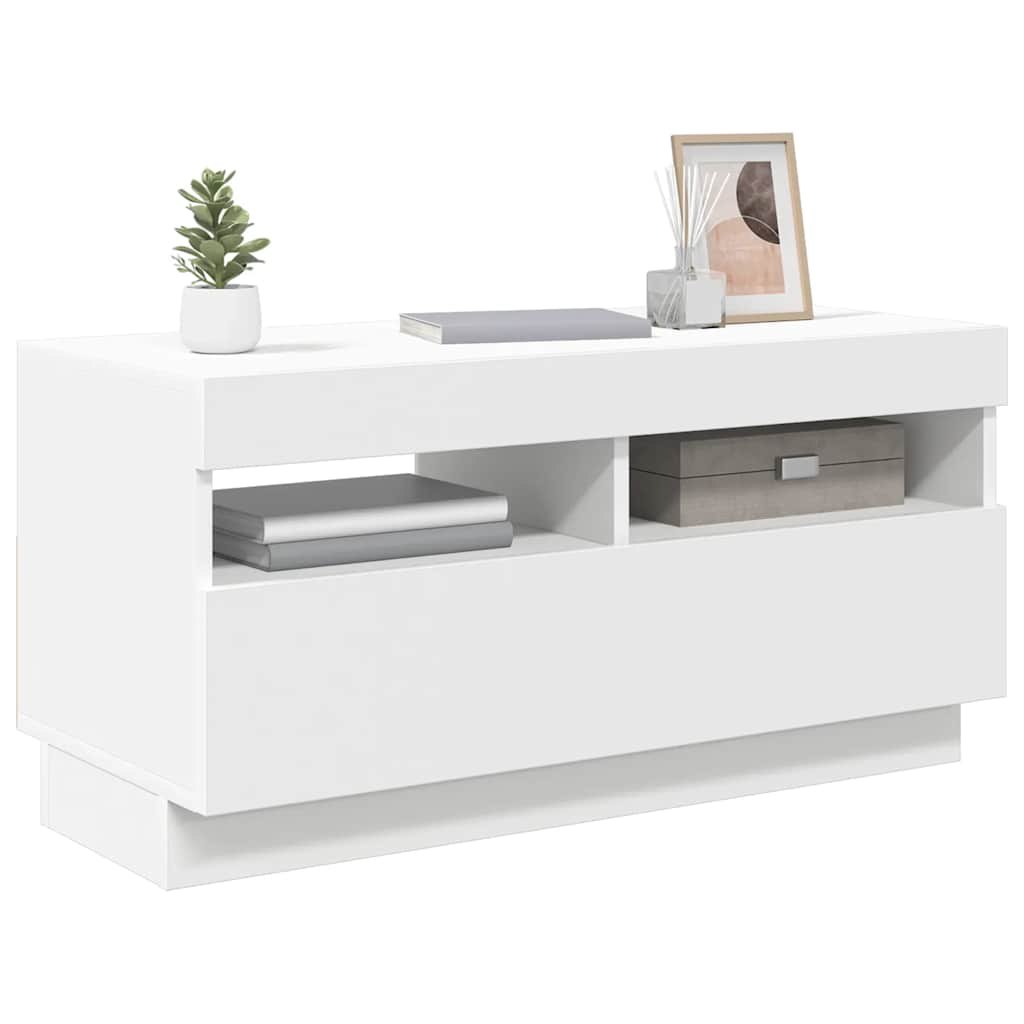 TV Cabinet with LED Lights White 80x35x40 cm