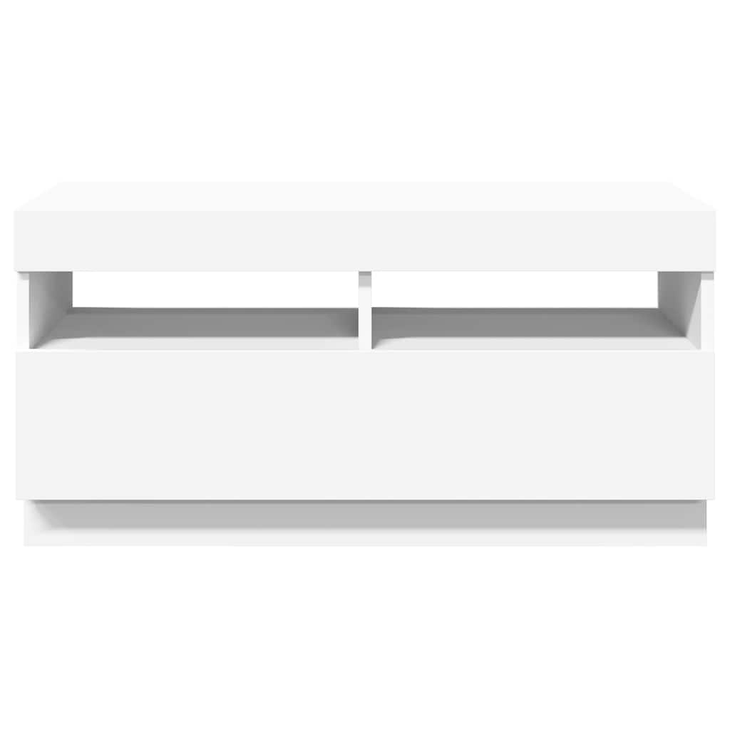 TV Cabinet with LED Lights White 80x35x40 cm