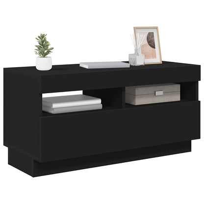 804446 vidaXL TV Cabinet with LED Lights Black 80x35x40 cm