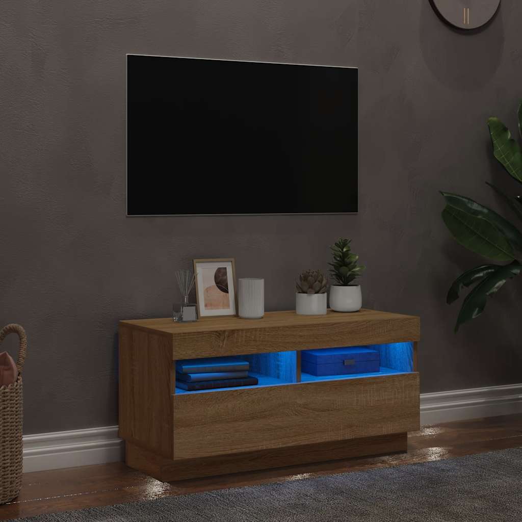 TV Cabinet with LED Lights Sonoma Oak 80x35x40 cm