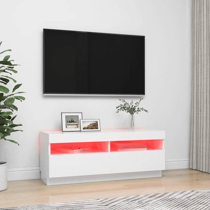 TV Cabinet with LED Lights White 100x35x40 cm