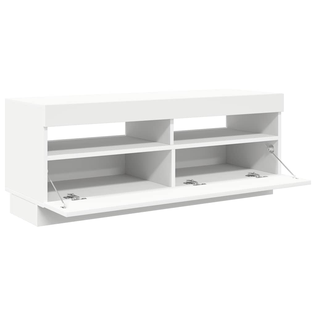TV Cabinet with LED Lights White 100x35x40 cm