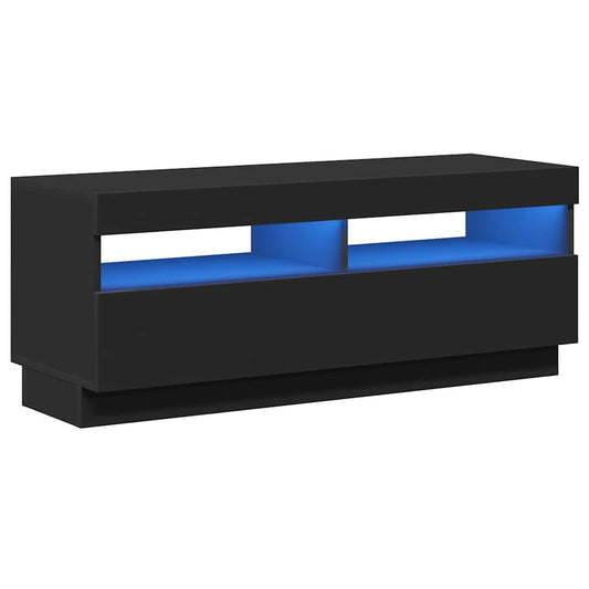 TV Cabinet with LED Lights Black 100x35x40 cm