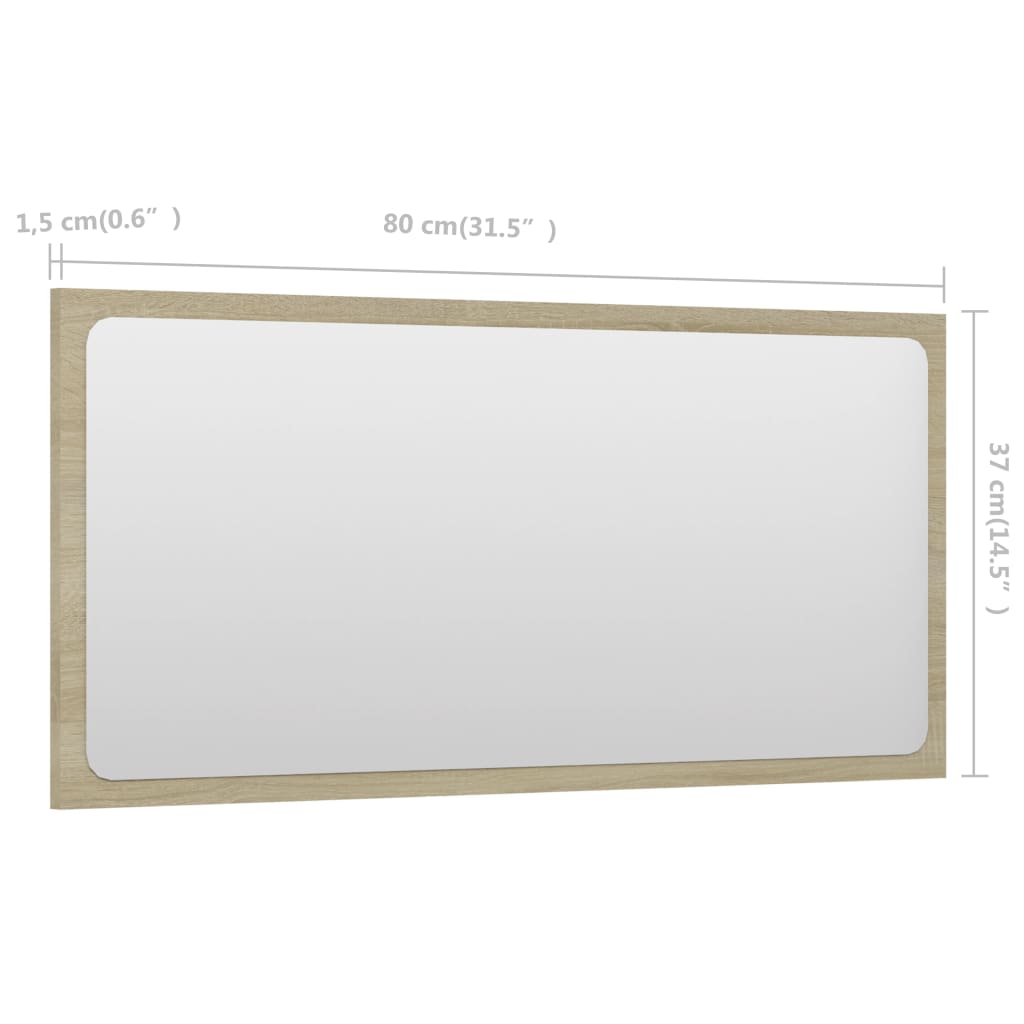 Bathroom Mirror Sonoma Oak 80x1.5x37 cm Engineered Wood