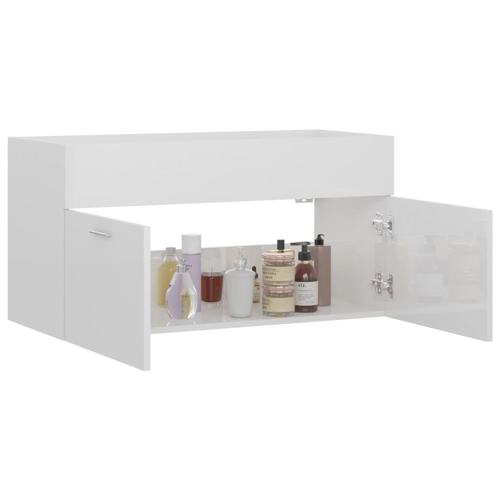 Sink Cabinet | High gloss white | Engineered wood | Medium | Sink Cabinet