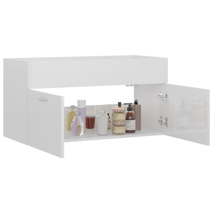 Sink Cabinet | High gloss white | Engineered wood | Medium | Sink Cabinet