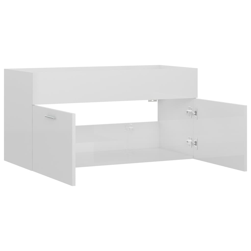 Sink Cabinet | High gloss white | Engineered wood | Medium | Sink Cabinet