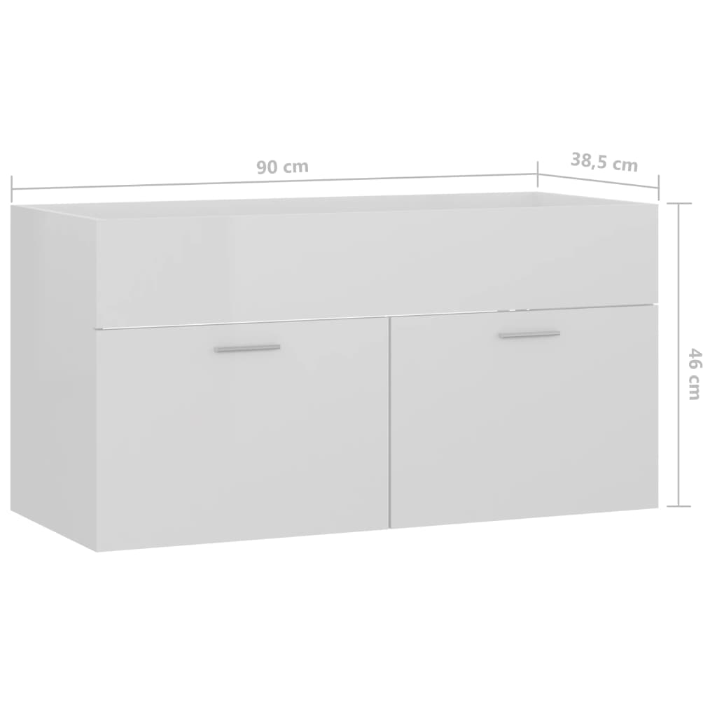 Sink Cabinet | High gloss white | Engineered wood | Medium | Sink Cabinet