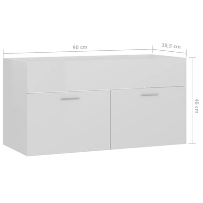 Sink Cabinet | High gloss white | Engineered wood | Medium | Sink Cabinet
