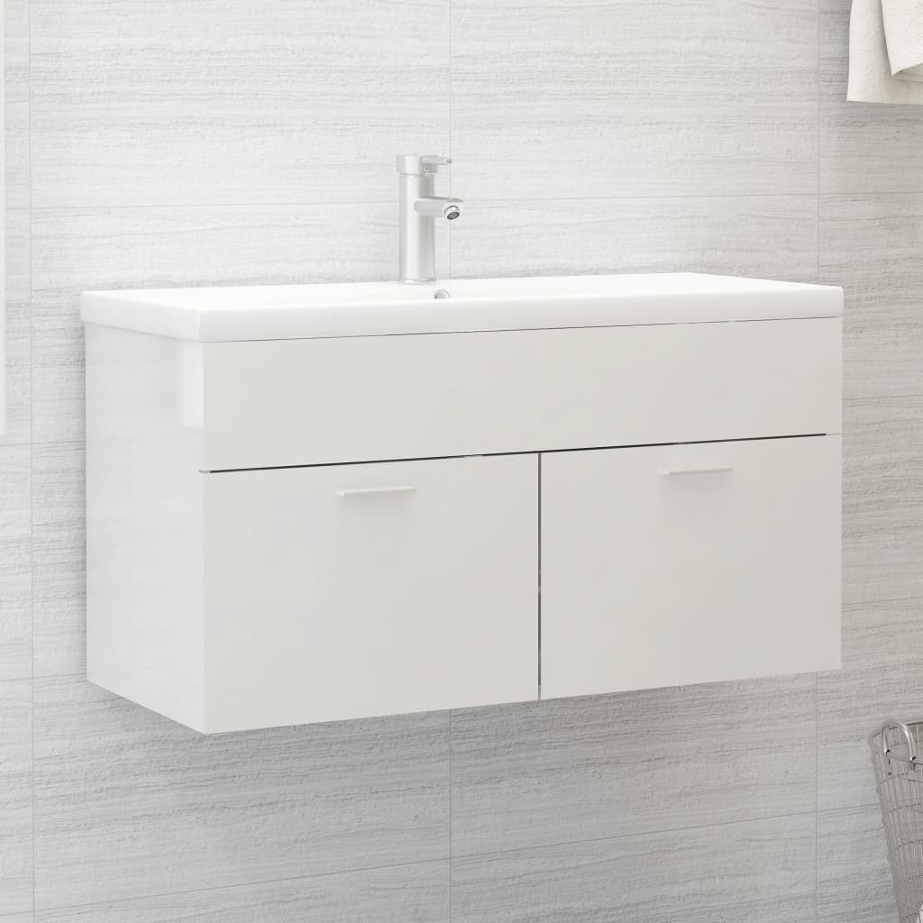 Sink Cabinet | High gloss white | Engineered wood | Medium | Sink Cabinet