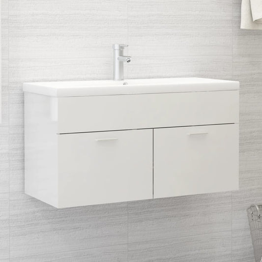 Sink Cabinet | High gloss white | Engineered wood | Medium | Sink Cabinet