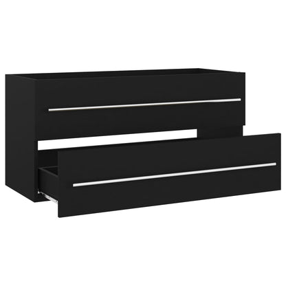 Sink Cabinet | Black | Engineered Wood | 100 cm x 38.5 cm x 48 cm | Sleek