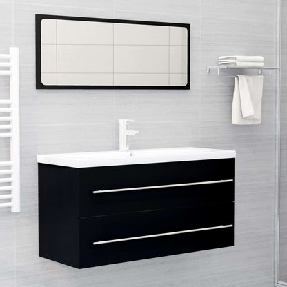 Sink Cabinet | Black | Engineered Wood | 100 cm x 38.5 cm x 48 cm | Sleek