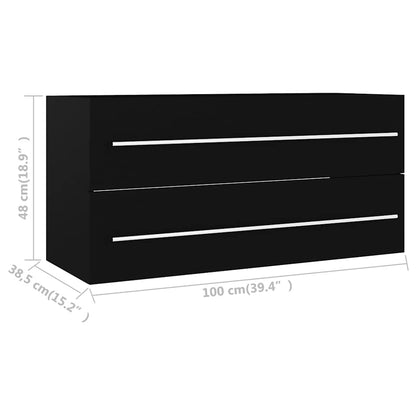 804720 vidaXL Sink Cabinet Black 100x38,5x48 cm Engineered Wood