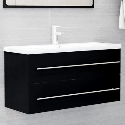 Sink Cabinet | Black | Engineered Wood | 100 cm x 38.5 cm x 48 cm | Sleek