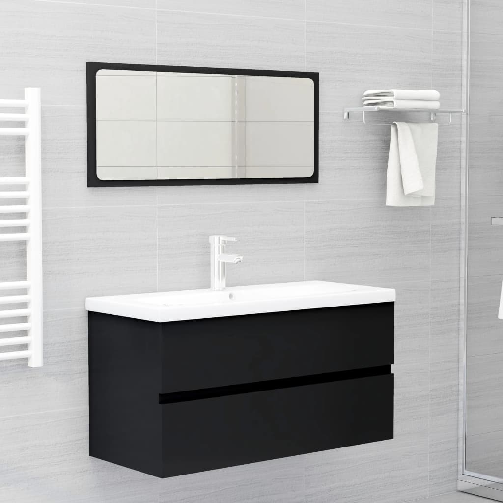 Sink Cabinet | Black | Engineered Wood | 90 x 38.5 x 45 cm | Sink Cabinet
