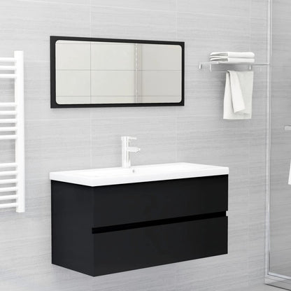Sink Cabinet | Black | Engineered Wood | 90 x 38.5 x 45 cm | Sink Cabinet