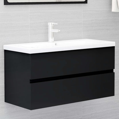 Sink Cabinet | Black | Engineered Wood | 90 x 38.5 x 45 cm | Sink Cabinet