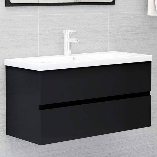 Sink Cabinet | Black | Engineered Wood | 90 x 38.5 x 45 cm | Sink Cabinet