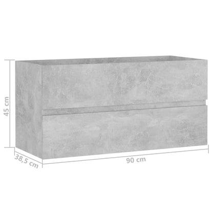 Sink Cabinet | Concrete grey | Engineered wood | 90 x 38.5 x 45 cm