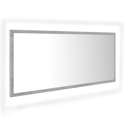 804944 vidaXL LED Bathroom Mirror Concrete Grey 100x8,5x37 cm Acrylic