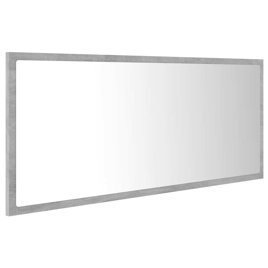 804944 vidaXL LED Bathroom Mirror Concrete Grey 100x8,5x37 cm Acrylic